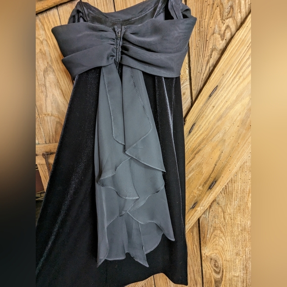 Vtg Betsy & Adam Velvet chiffon Dress Black Size 3/4 Spaghetti straps Zipper W-1 - Picture 14 of 15